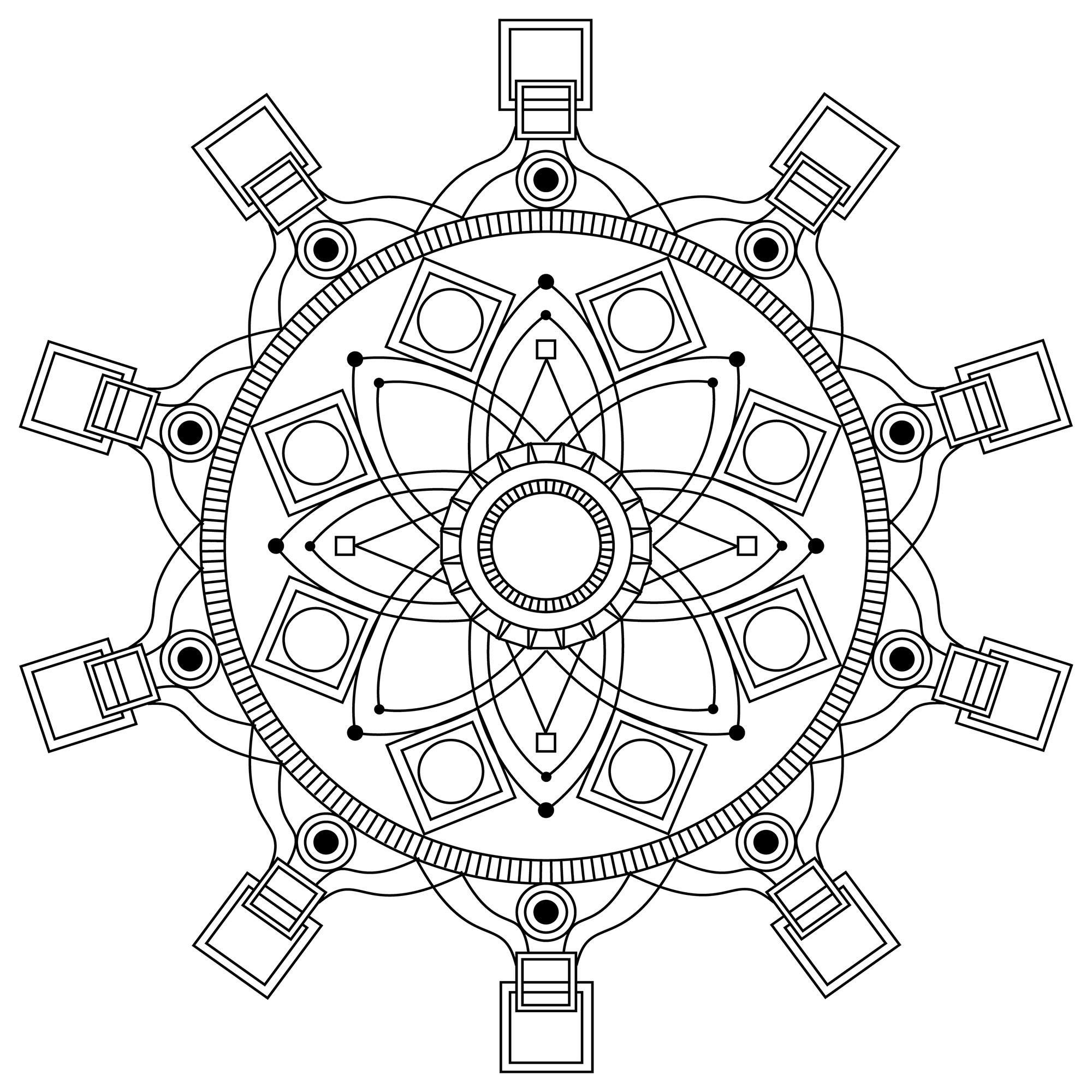 When coloring can really relax you ... This is the case with this Mandala coloring page of high quality. Mandalas offer balancing visual elements, symbolizing unity and harmony.