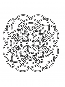 Mandala coloring page with fine ribbons