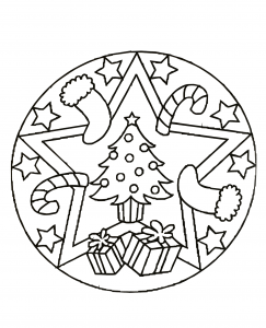 Christmas Mandala with tree and gifts